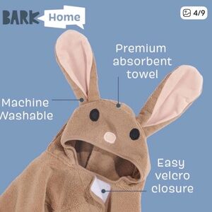 Bark box Brown Bunny Hooded Robe dog towel robe size medium